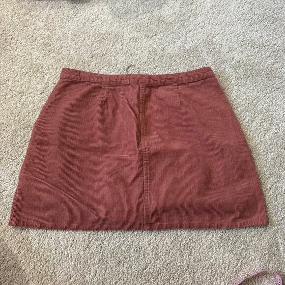 Chloe & Katie Brown Ribbed Corduroy Mini Skirt w/ Zipper Women's Size XL Cotton - Picture 2 of 8